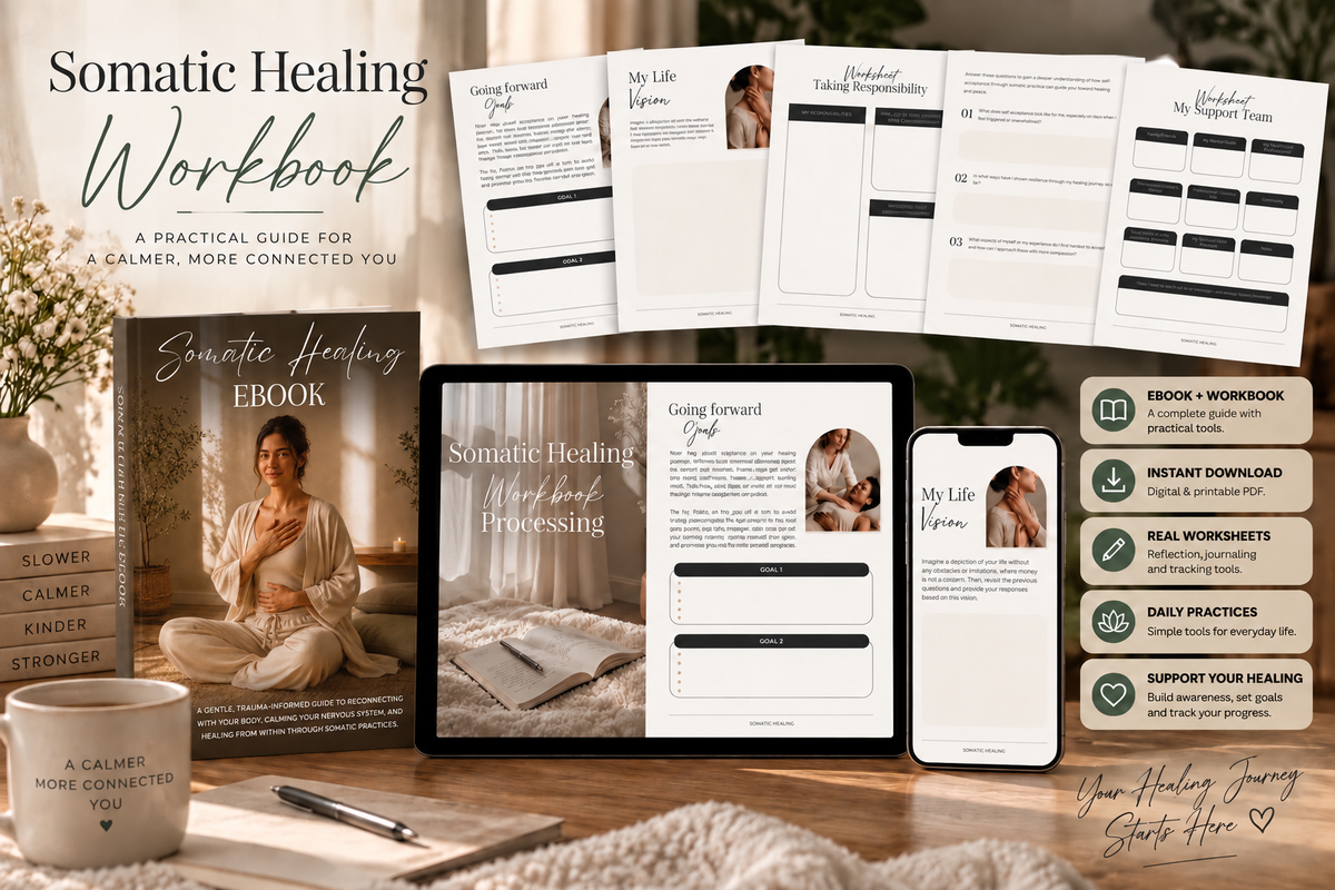 Professional Somatic Healing Ebook & Workbook - A Practical Guide to Reconnecting with Your Body and Mind, Including Instant Downloadable and Printable Worksheets for Trauma-Informed Daily Practices.